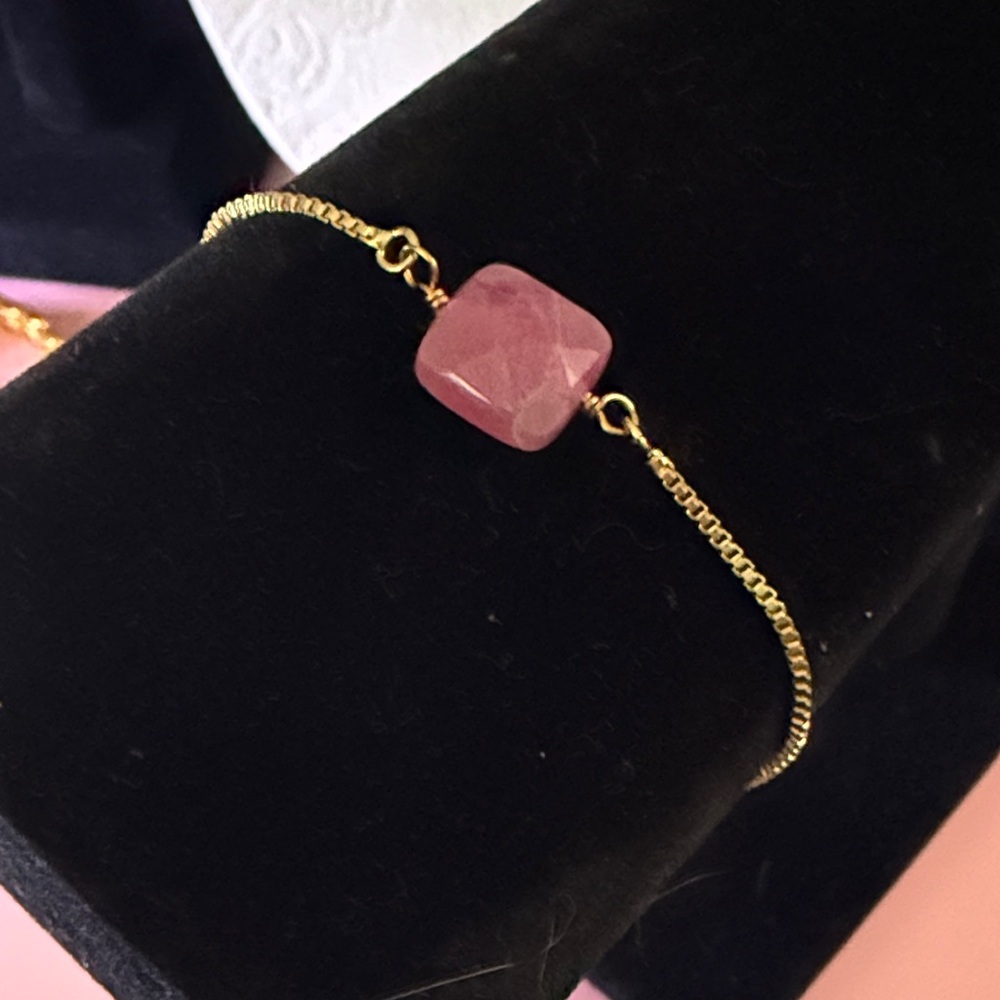 Beautiful Handcrafted Gold and Pink Bracelet